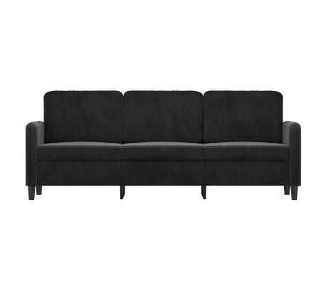 vidaXL Trivietė sofa, juodos spalvos, 180cm, aksomas