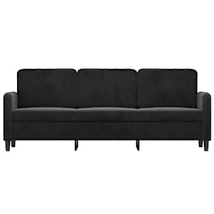 vidaXL Trivietė sofa, juodos spalvos, 180cm, aksomas