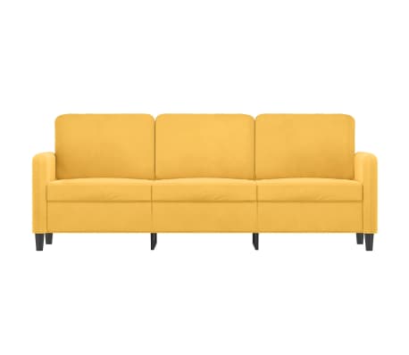 vidaXL Trivietė sofa, geltonos spalvos, 180cm, aksomas