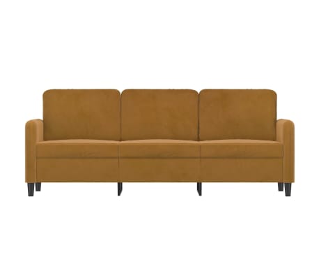 vidaXL Trivietė sofa, rudos spalvos, 180cm, aksomas