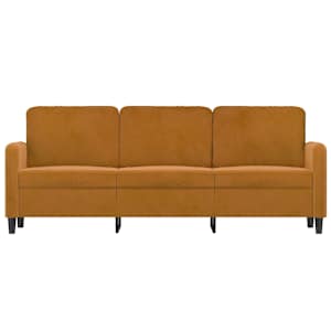 vidaXL Trivietė sofa, rudos spalvos, 180cm, aksomas