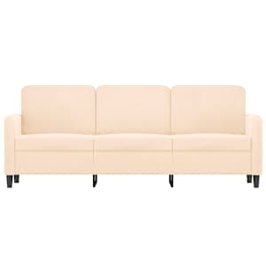 vidaXL Trivietė sofa, kreminės spalvos, 180cm, aksomas