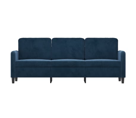 vidaXL Trivietė sofa, mėlynos spalvos, 180cm, aksomas