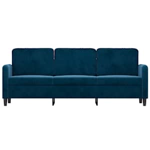 vidaXL Trivietė sofa, mėlynos spalvos, 180cm, aksomas