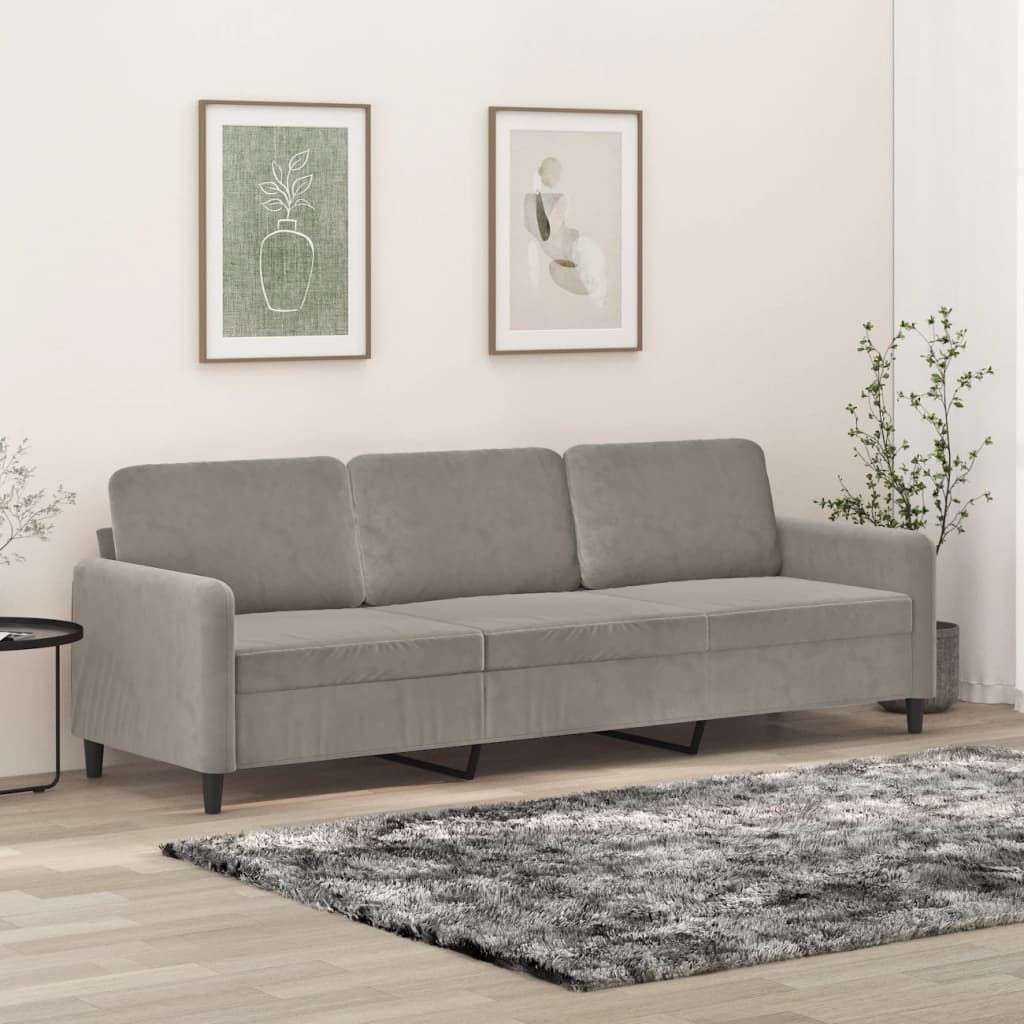 3-Sitzer-Sofa Hellgrau 210 cm Samt-1