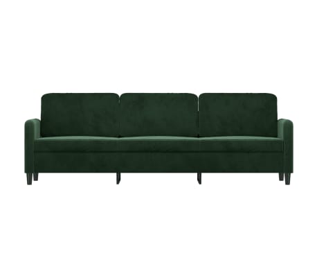 vidaXL Trivietė sofa, tamsiai žalios spalvos, 210cm, aksomas