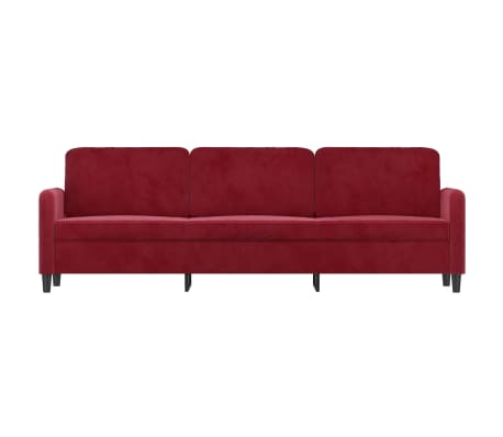 vidaXL Trivietė sofa, raudonojo vyno spalvos, 210cm, aksomas