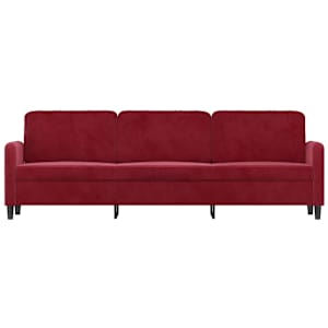 vidaXL Trivietė sofa, raudonojo vyno spalvos, 210cm, aksomas
