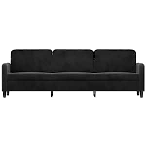 vidaXL Trivietė sofa, juodos spalvos, 210cm, aksomas