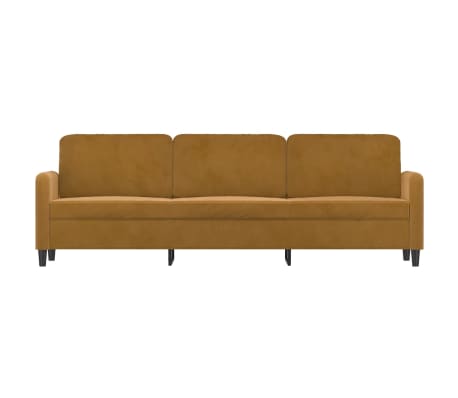 vidaXL Trivietė sofa, rudos spalvos, 210cm, aksomas