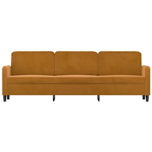 vidaXL Trivietė sofa, rudos spalvos, 210cm, aksomas
