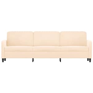 vidaXL Trivietė sofa, kreminės spalvos, 210cm, aksomas