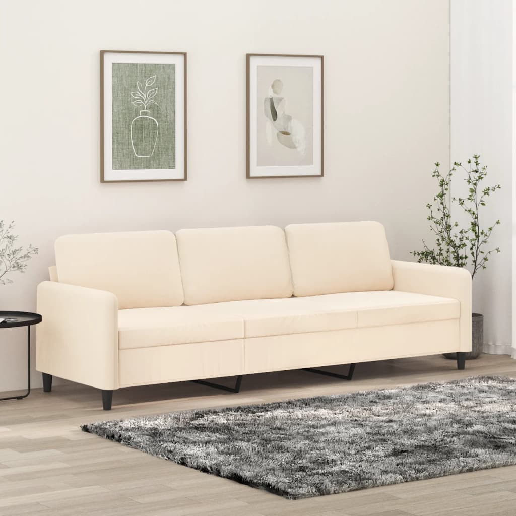vida XL 3-Sitzer-Sofa Creme 210 cm Samt
