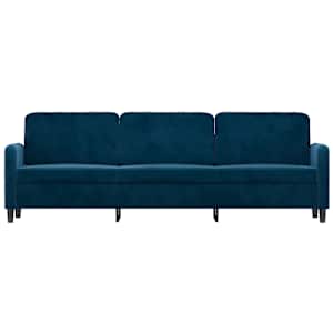 vidaXL Trivietė sofa, mėlynos spalvos, 210cm, aksomas