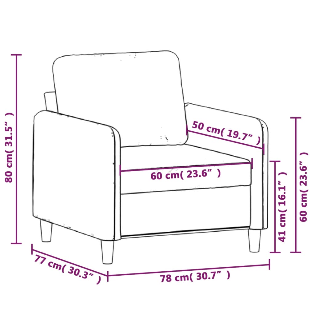 1-Sitzer-Sofa Schwarz 60 cm Stoff | Stepinfit.de