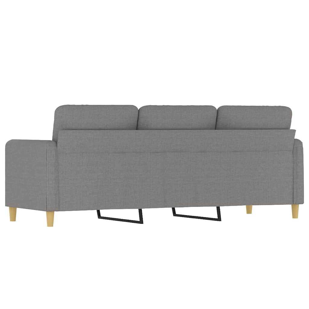 Canapé 3 Places Gris Clair En Velours - 180 Cm De Large, 198 Cm Total - Structure Métal, Rembourrage Confortable - Design Moderne
