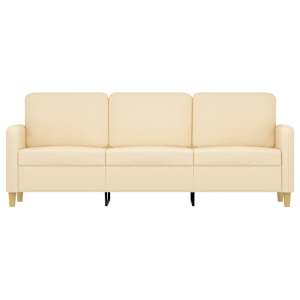 vidaXL Trivietė sofa, kreminės spalvos, 180cm, audinys