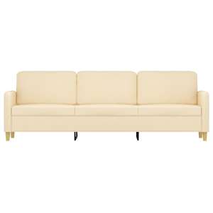 vidaXL Trivietė sofa, kreminės spalvos, 210cm, audinys
