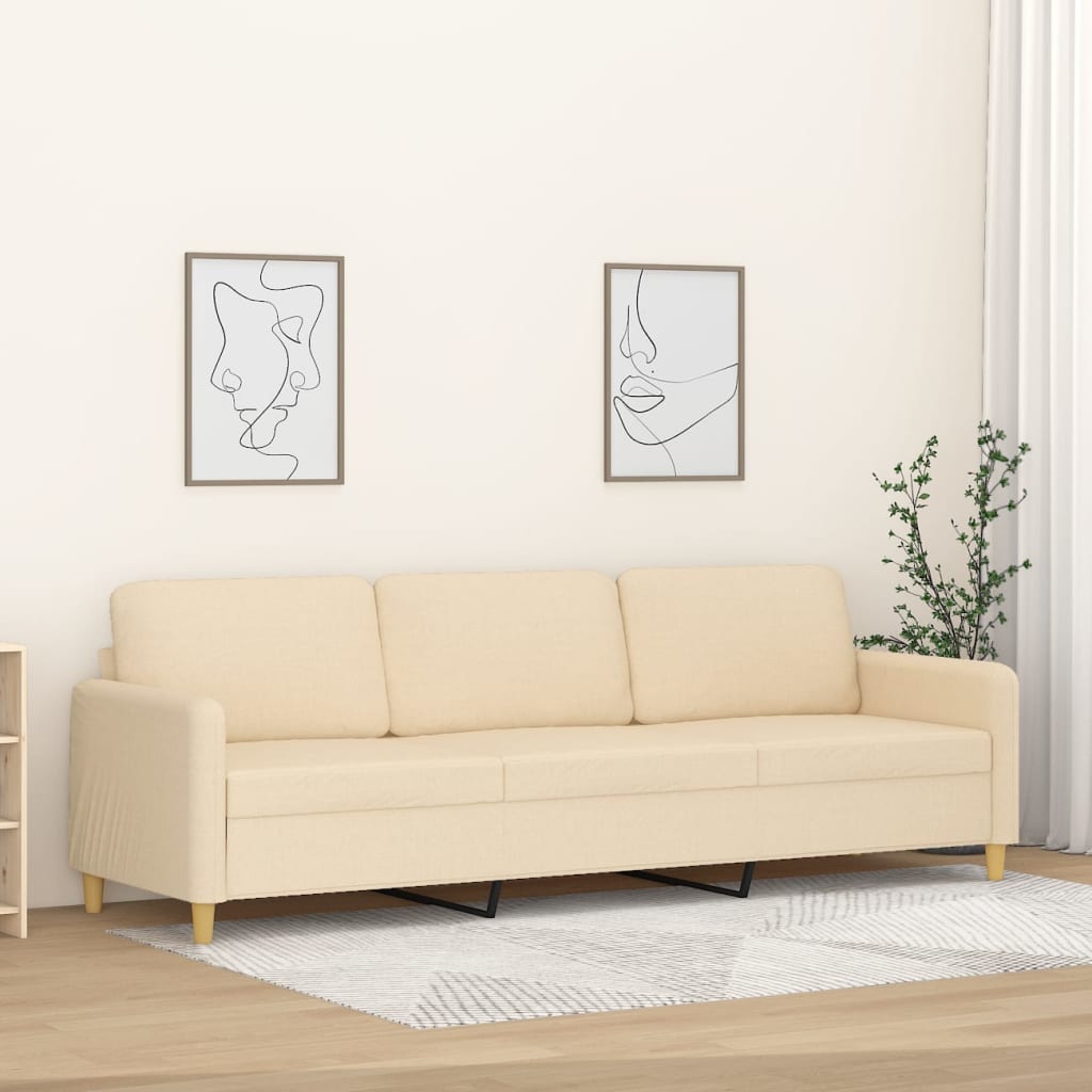 3-Sitzer-Sofa Creme 210 cm Stoff-1