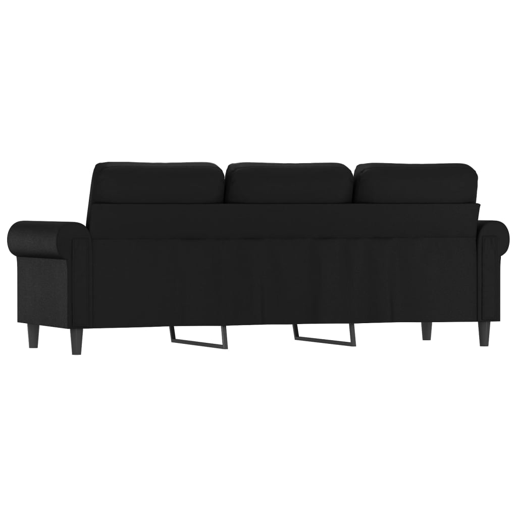 trīsvietīgs dīvāns, melns, 180 cm, mākslīgā āda | Stepinfit.lv
