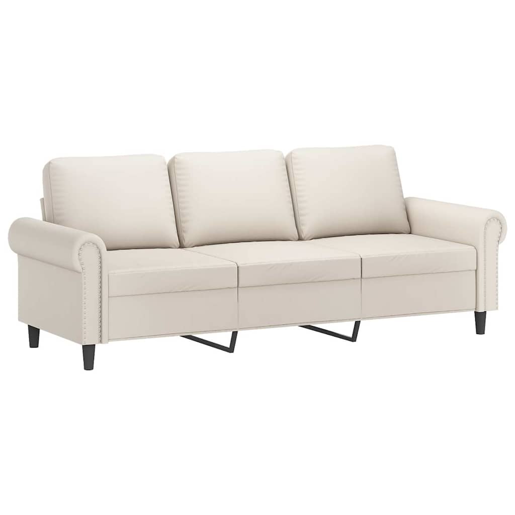 Canapé 3 Places Similicuir Blanc VidaXL - Dimensions 170x62,5x63 Cm - Assise Large, Coussins Amovibles
