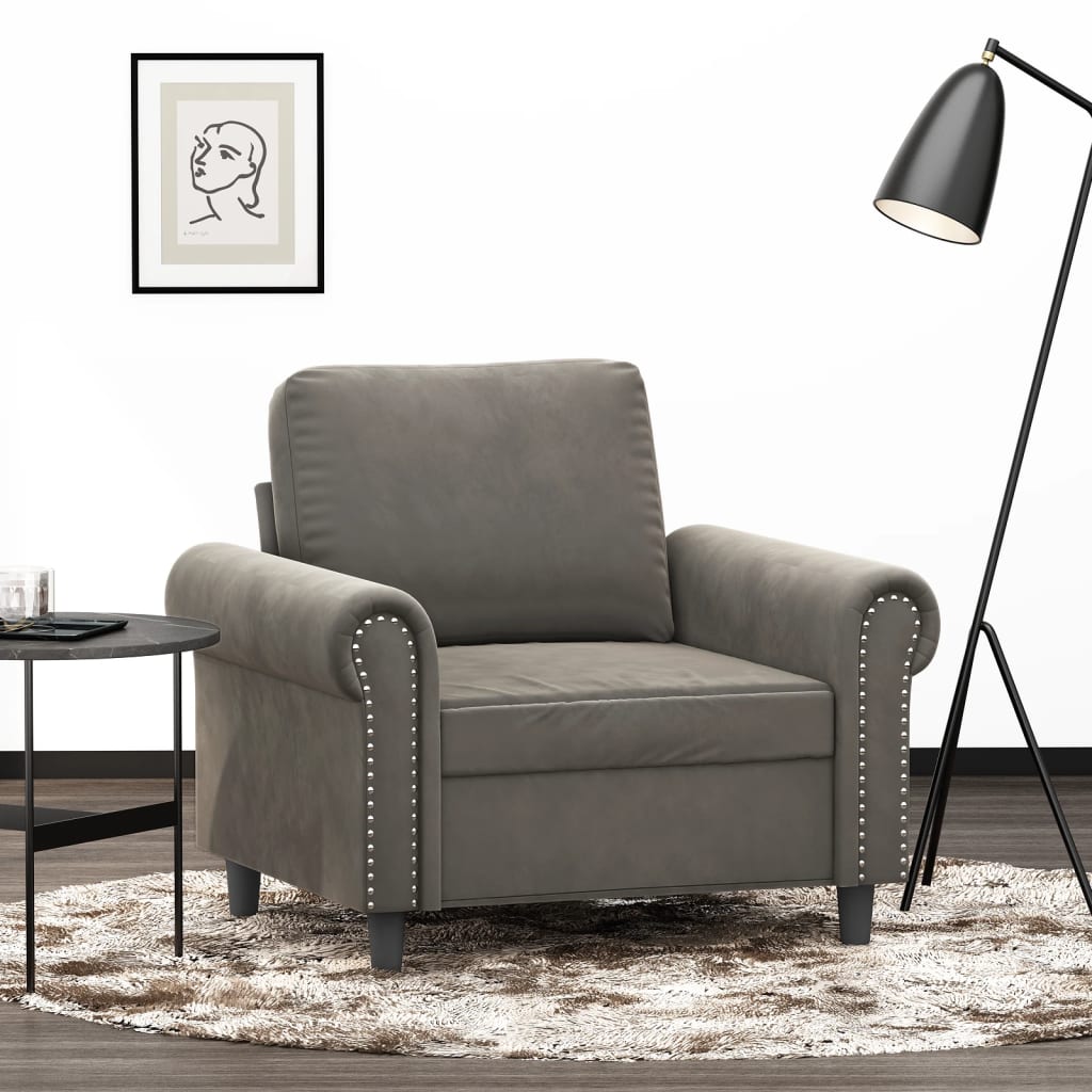 Krėslas, šviesiai pilkos spalvos, 60cm, aksomas | Stepinfit.lt