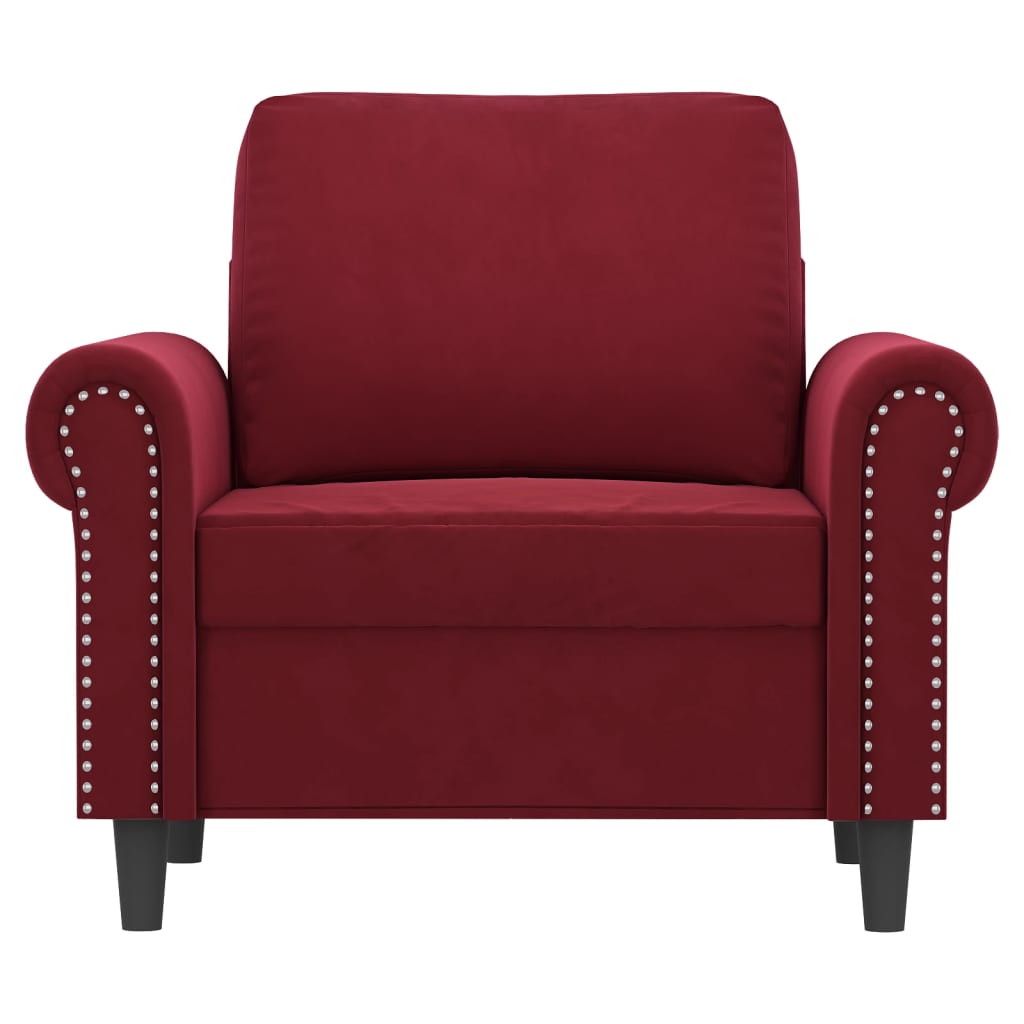 Canapea de o persoană, roșu vin, 60 cm, catifea