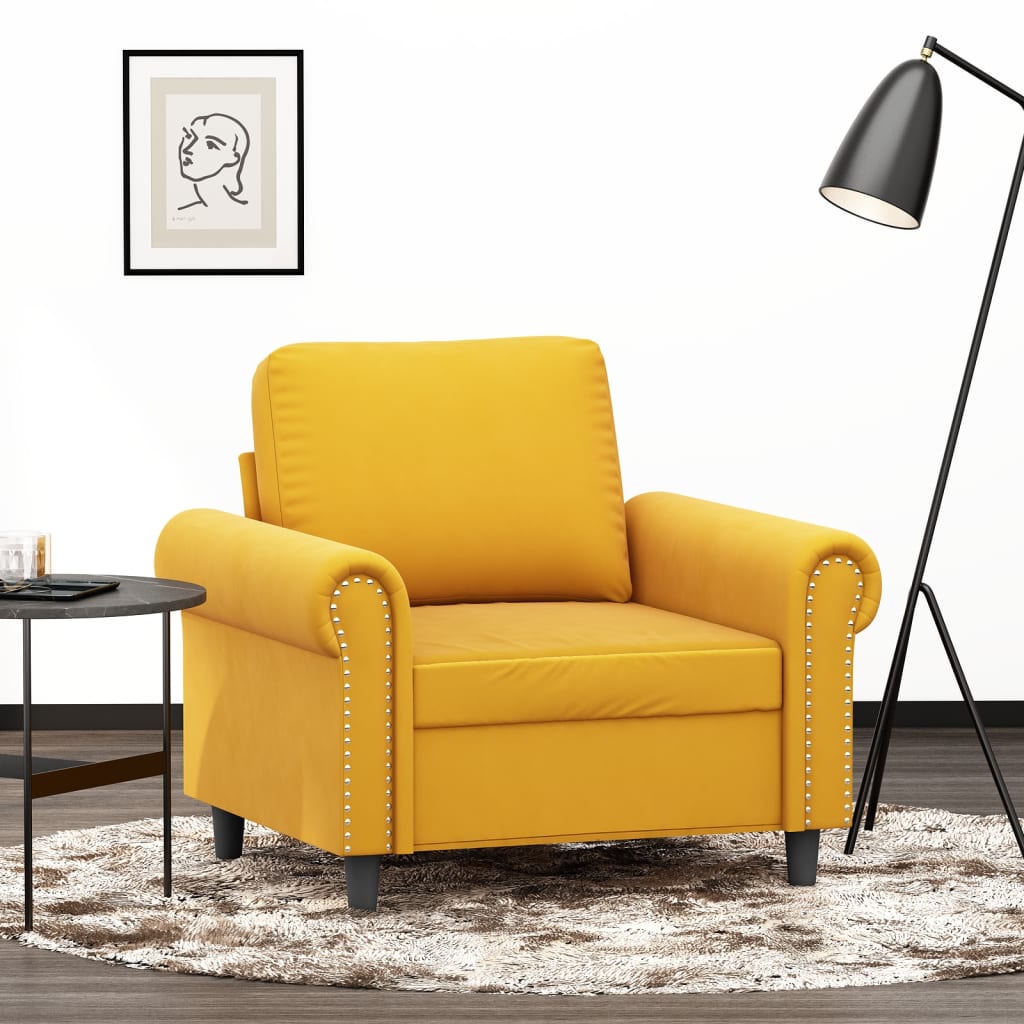 atpūtas krēsls, dzeltens, 60 cm, samts | Stepinfit.lv