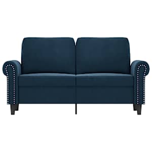 vidaXL Dvivietė sofa, mėlynos spalvos, 120cm, aksomas