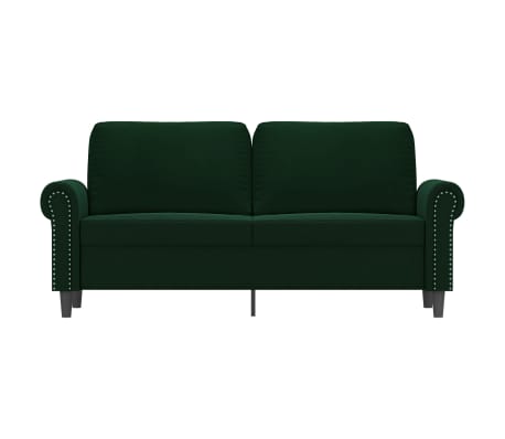 vidaXL Dvivietė sofa, tamsiai žalios spalvos, 140cm, aksomas