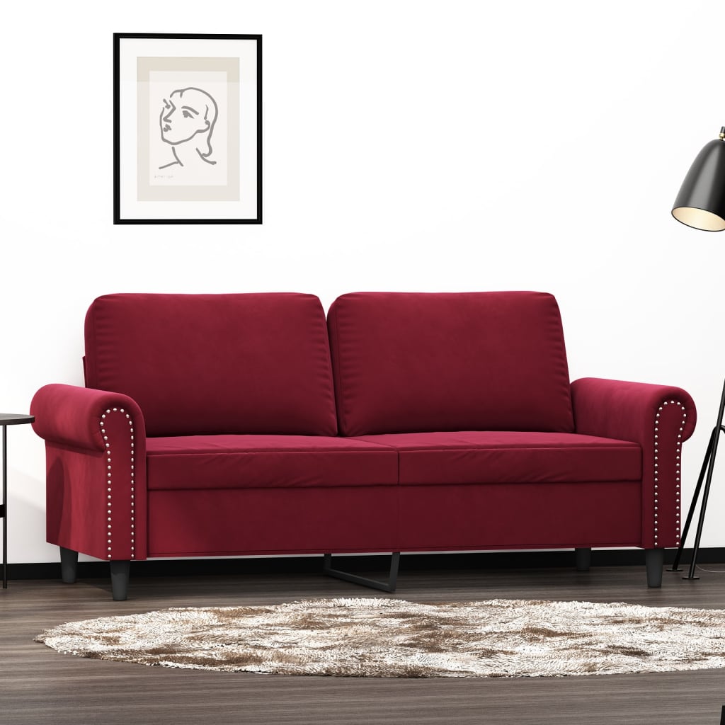divvietīgs dīvāns, vīnsarkans samts, 140 cm | Stepinfit.lv