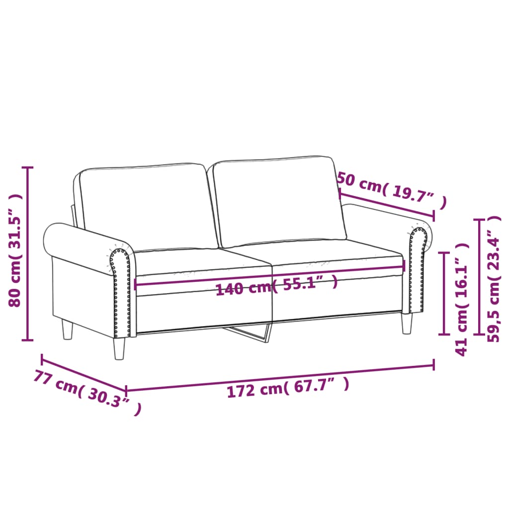 Dvivietė sofa, rudos spalvos, 140cm, aksomas | Stepinfit.lt