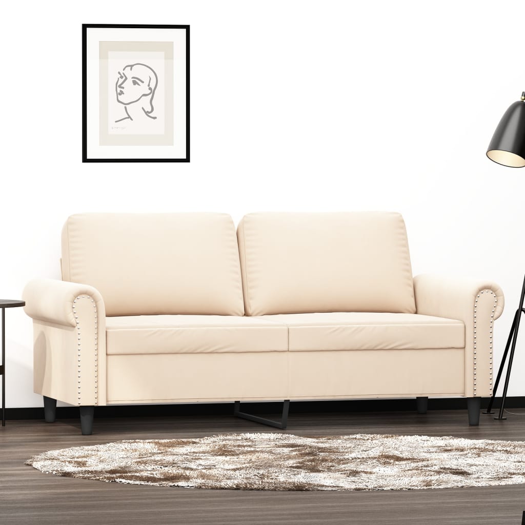 Dvivietė sofa, kreminės spalvos, 140cm, aksomas | Stepinfit.lt