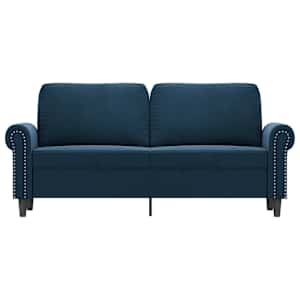 vidaXL Dvivietė sofa, mėlynos spalvos, 140cm, aksomas