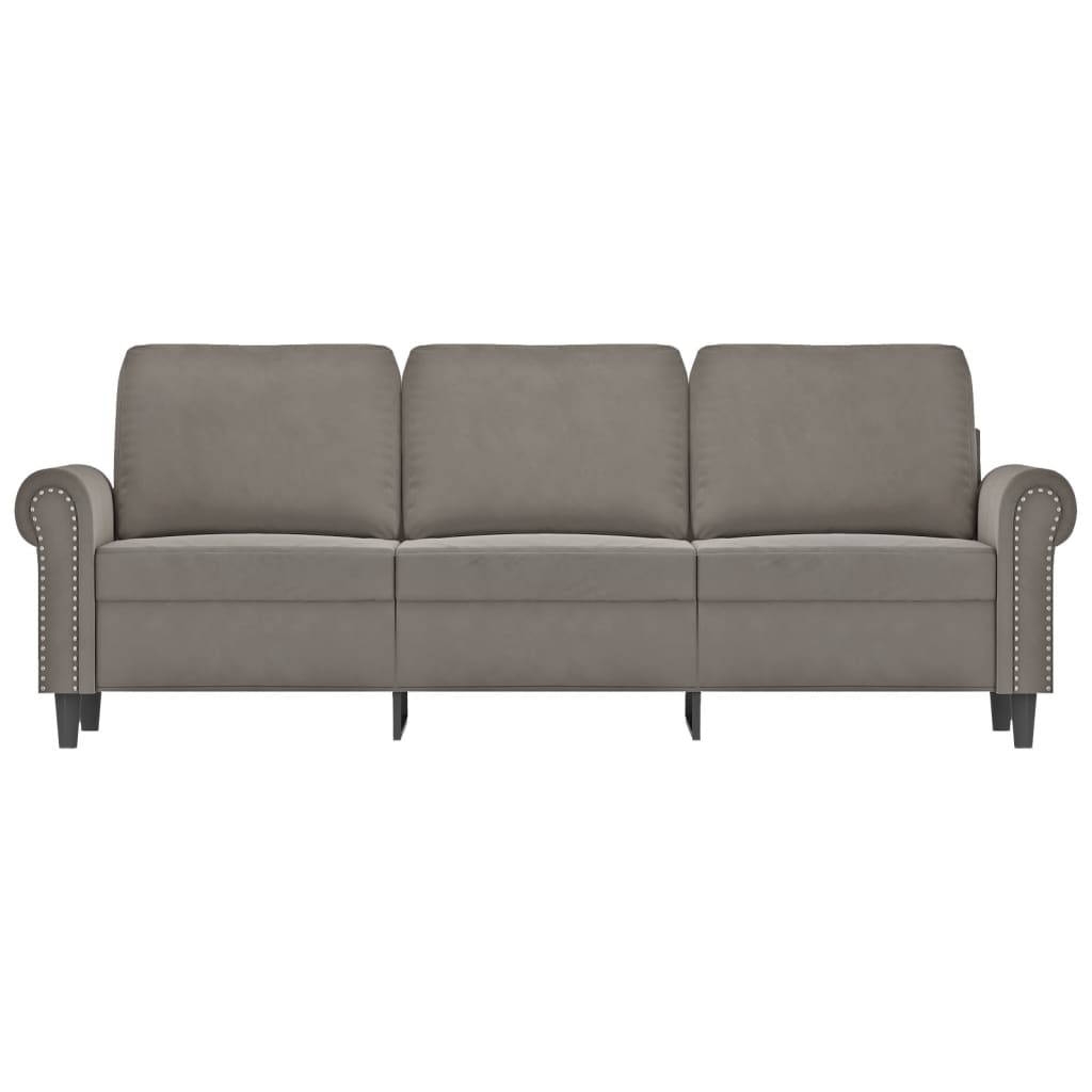 vidaXL 3-Sitzer-Sofa Hellgrau 180 cm Samt