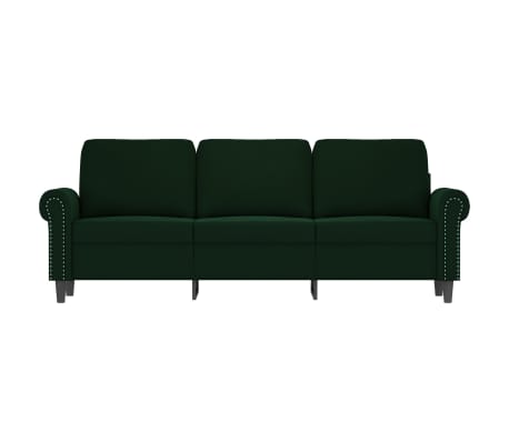 vidaXL Trivietė sofa, tamsiai žalios spalvos, 180cm, aksomas