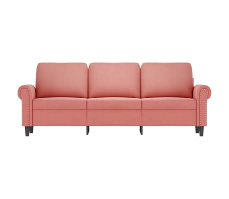 vidaXL Trivietė sofa, rožinės spalvos, 180cm, aksomas