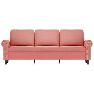 vidaXL Trivietė sofa, rožinės spalvos, 180cm, aksomas