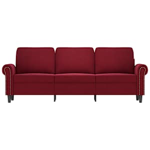 vidaXL Trivietė sofa, raudonojo vyno spalvos, 180cm, aksomas