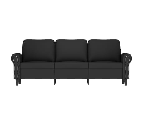 vidaXL Trivietė sofa, juodos spalvos, 180cm, aksomas
