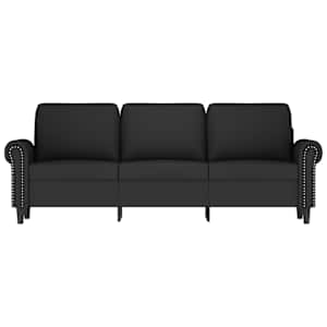 vidaXL Trivietė sofa, juodos spalvos, 180cm, aksomas