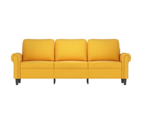 vidaXL Trivietė sofa, geltonos spalvos, 180cm, aksomas