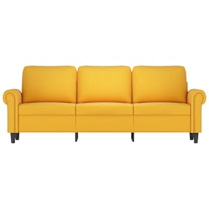 vidaXL Trivietė sofa, geltonos spalvos, 180cm, aksomas