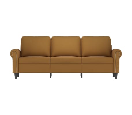 vidaXL Trivietė sofa, rudos spalvos, 180cm, aksomas