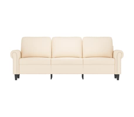 vidaXL Trivietė sofa, kreminės spalvos, 180cm, aksomas