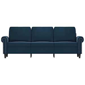 vidaXL Trivietė sofa, mėlynos spalvos, 180cm, aksomas