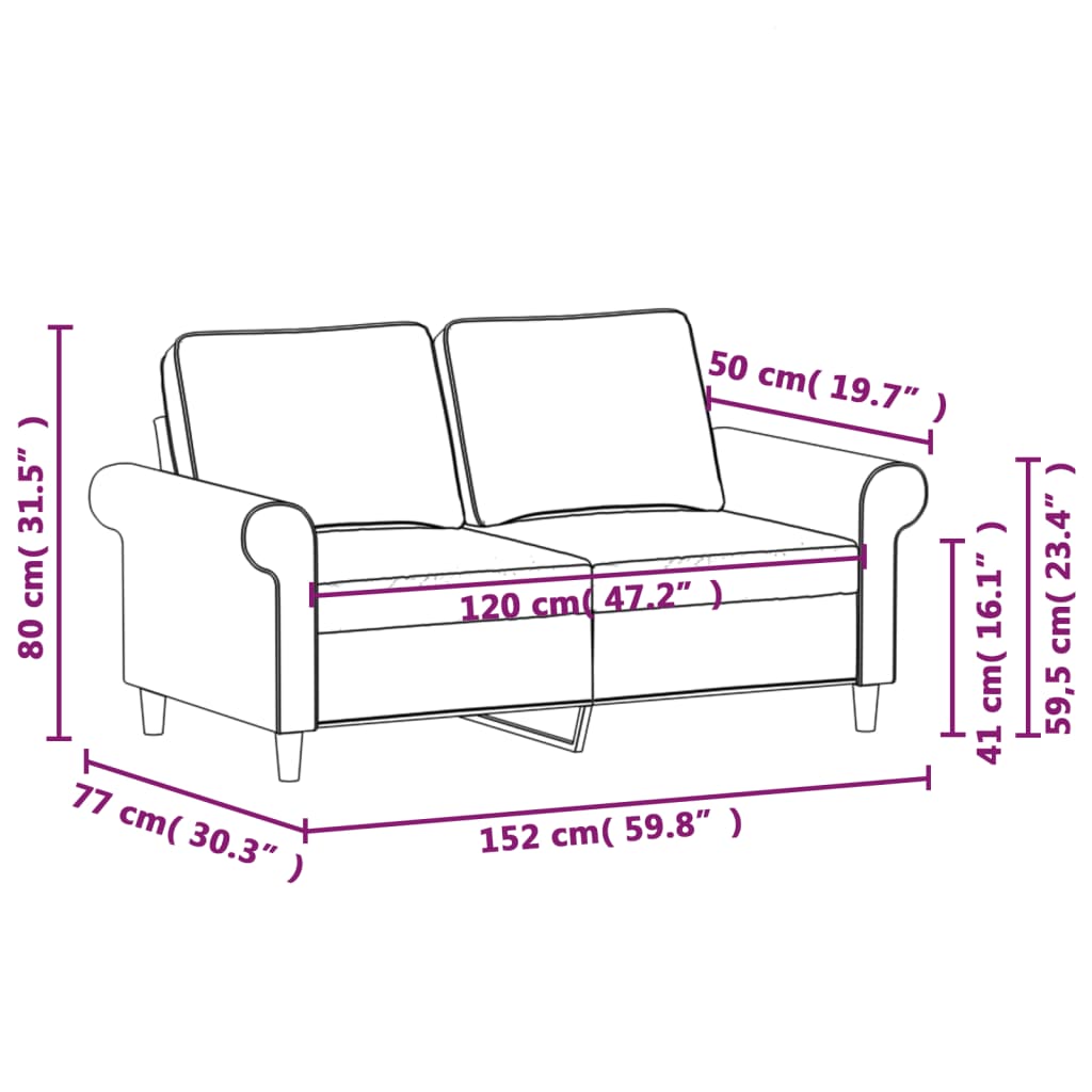 2-Sitzer-Sofa Hellgrau 120 cm Stoff-8
