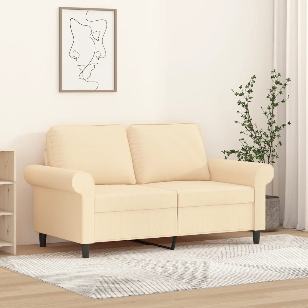 vida XL 2-Sitzer-Sofa Creme 120 cm Stoff