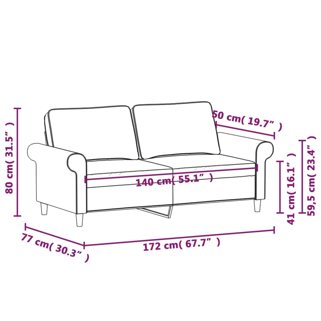 2-Sitzer-Sofa Hellgrau 140 cm Stoff-8
