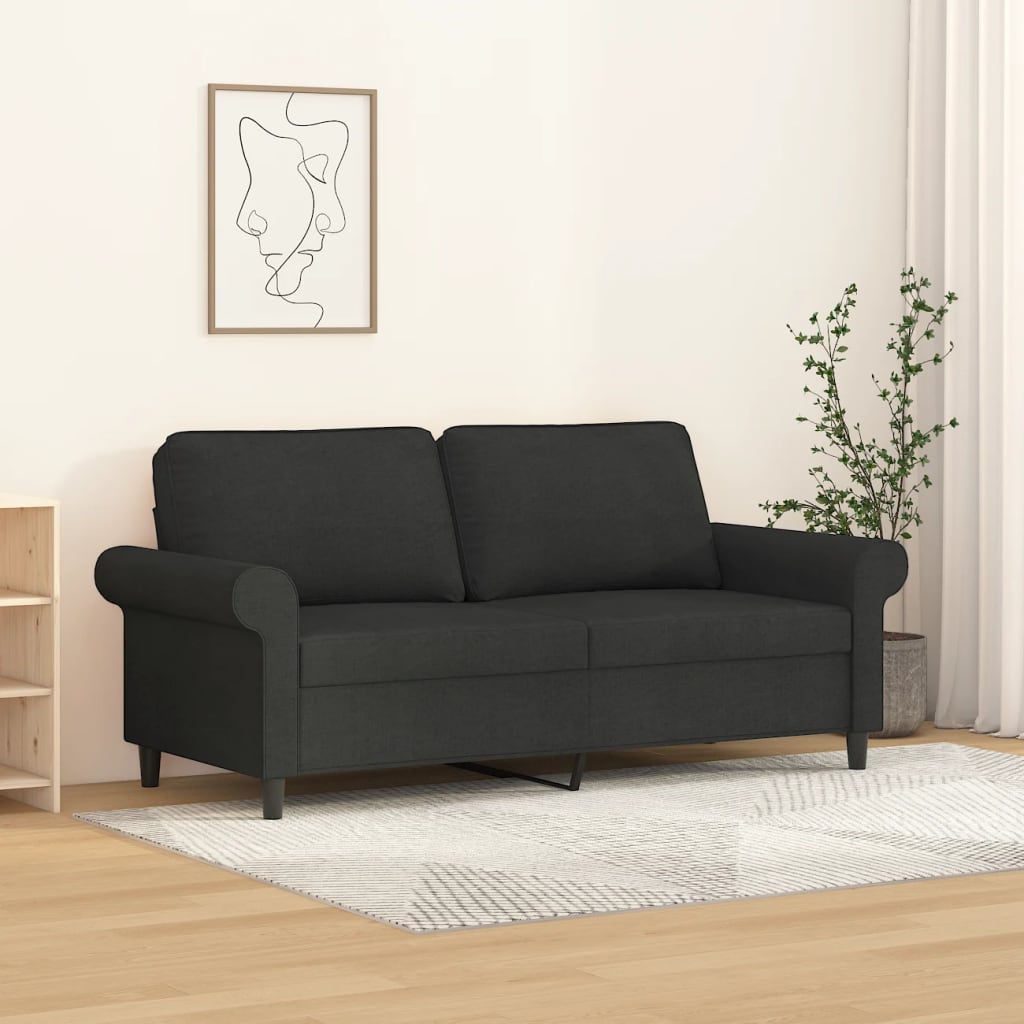 divvietīgs dīvāns, melns audums, 140 cm | Stepinfit.lv